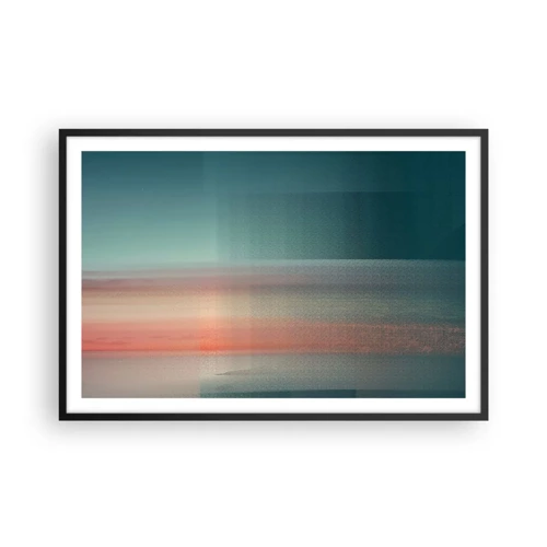 Plakat i sort ramme - Abstraktion: bølger af lys - 91x61 cm