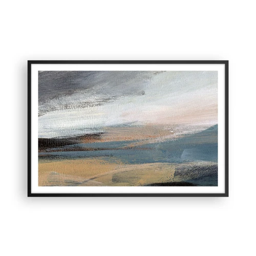 Plakat i sort ramme - Abstraktion: nordligt landskab - 91x61 cm
