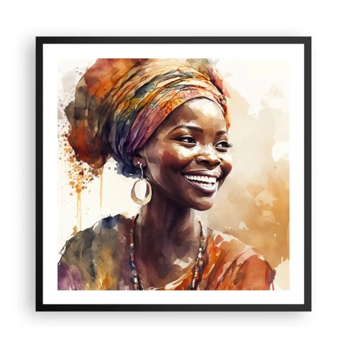 Plakat i sort ramme - Afrikansk dronning - 60x60 cm