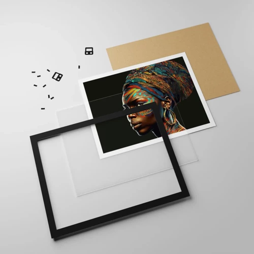 Plakat i sort ramme - Afrikansk dronning - 91x61 cm