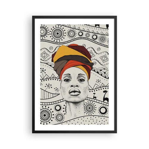 Plakat i sort ramme - Afrikansk portræt - 50x70 cm