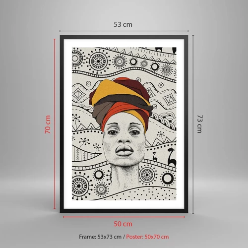 Plakat i sort ramme - Afrikansk portræt - 50x70 cm