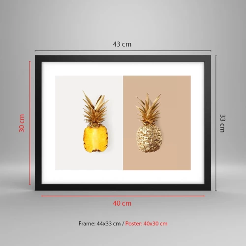 Plakat i sort ramme - Ananas til os - 40x30 cm