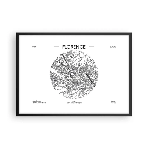 Plakat i sort ramme - Anatomi af Firenze - 70x50 cm