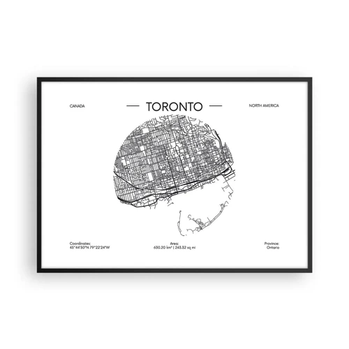 Plakat i sort ramme - Anatomi af Toronto - 100x70 cm