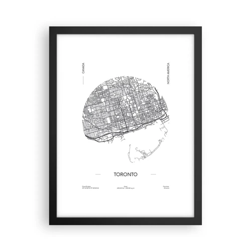 Plakat i sort ramme - Anatomi af Toronto - 30x40 cm