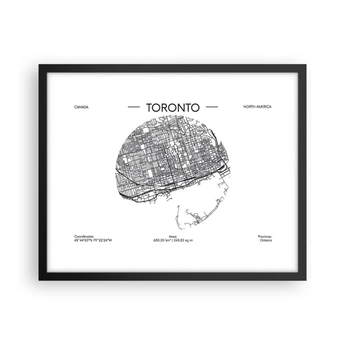 Plakat i sort ramme - Anatomi af Toronto - 50x40 cm