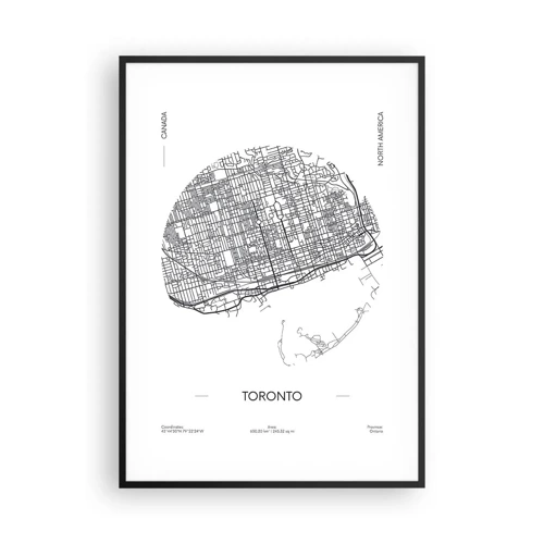 Plakat i sort ramme - Anatomi af Toronto - 70x100 cm