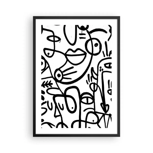 Plakat i sort ramme - Ansigter og luftspejlinger - 50x70 cm