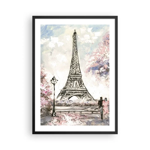 Plakat i sort ramme - April gåtur rundt i Paris - 50x70 cm