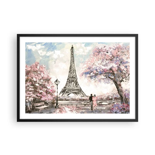 Plakat i sort ramme - April gåtur rundt i Paris - 70x50 cm