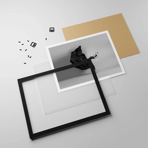 Plakat i sort ramme - Bevinget af musik - 40x30 cm