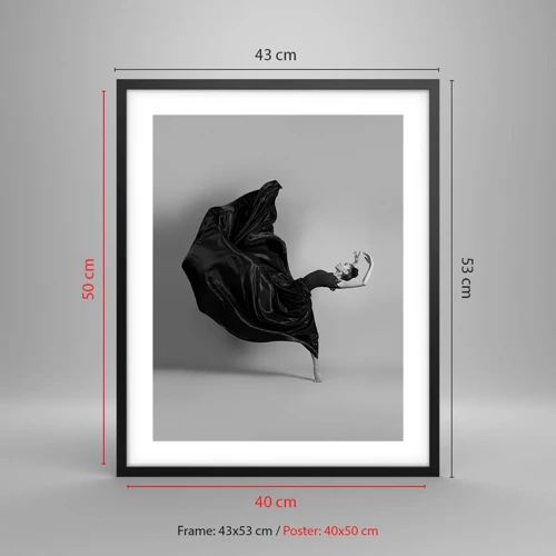 Plakat i sort ramme - Bevinget af musik - 40x50 cm