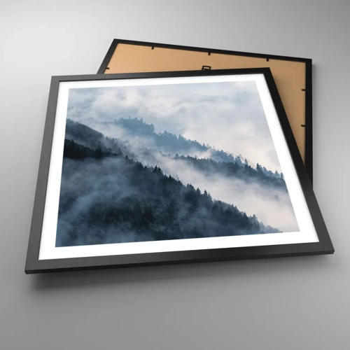 Plakat i sort ramme - Bjergenes mystik - 50x50 cm