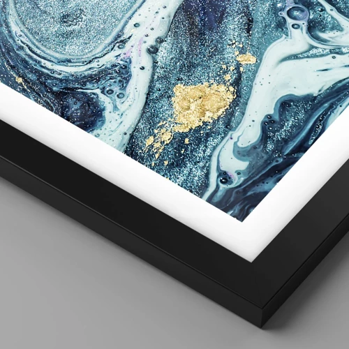 Plakat i sort ramme - Blå boblebad - 60x60 cm