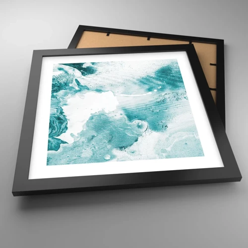 Plakat i sort ramme - Blå oversvømmelsesflader - 30x30 cm
