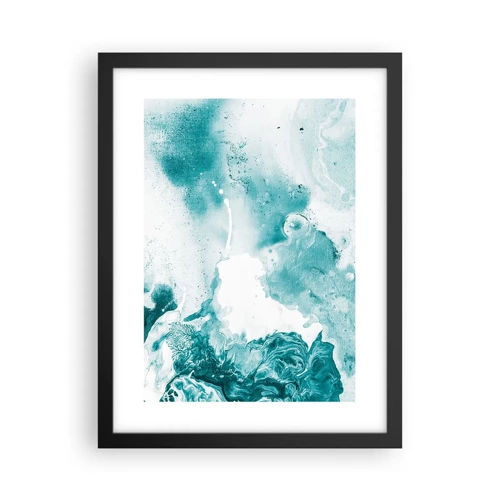 Plakat i sort ramme - Blå oversvømmelsesflader - 30x40 cm
