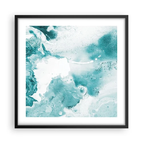 Plakat i sort ramme - Blå oversvømmelsesflader - 50x50 cm