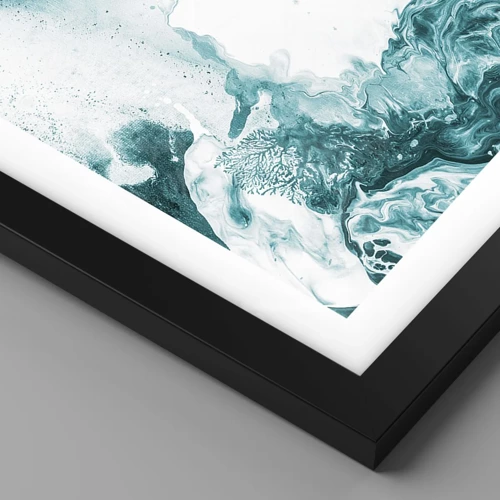 Plakat i sort ramme - Blå oversvømmelsesflader - 61x91 cm