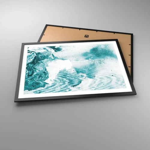 Plakat i sort ramme - Blå oversvømmelsesflader - 70x50 cm