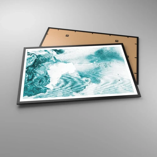 Plakat i sort ramme - Blå oversvømmelsesflader - 91x61 cm