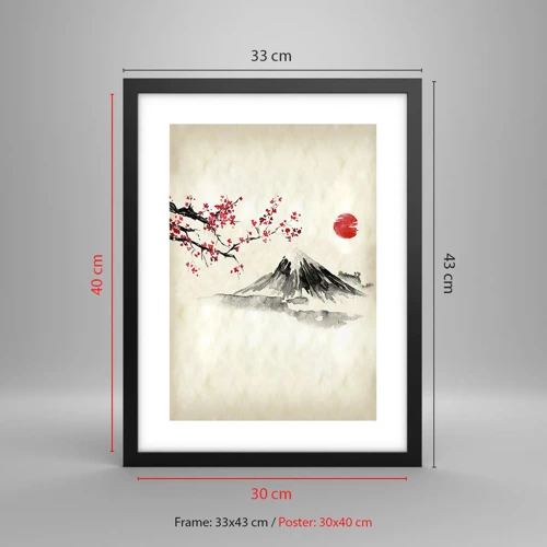 Plakat i sort ramme - Bliv forelsket i Japan - 30x40 cm