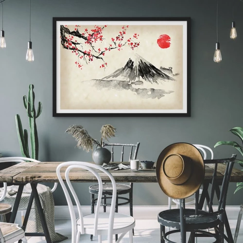 Plakat i sort ramme - Bliv forelsket i Japan - 70x50 cm