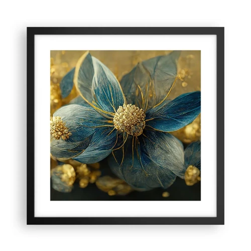 Plakat i sort ramme - Blomstre med guld - 40x40 cm