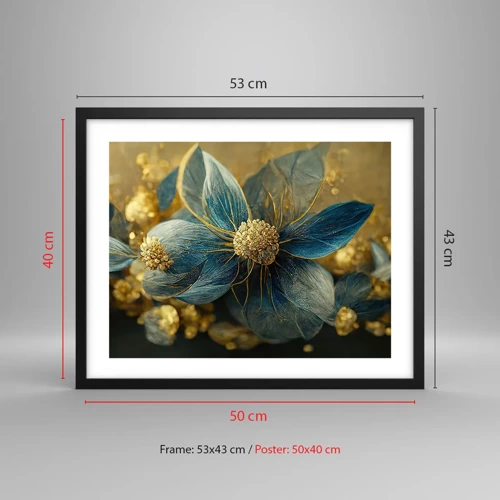 Plakat i sort ramme - Blomstre med guld - 50x40 cm