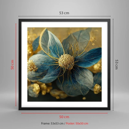 Plakat i sort ramme - Blomstre med guld - 50x50 cm