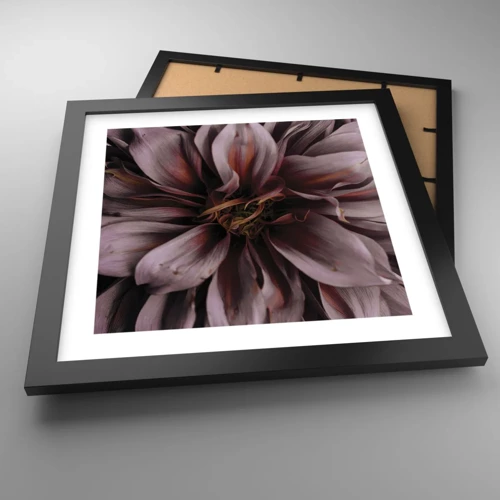 Plakat i sort ramme - Blomstret hjerte - 30x30 cm