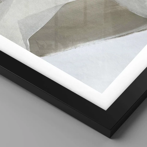 Plakat i sort ramme - Bølge af hvidt - 70x100 cm
