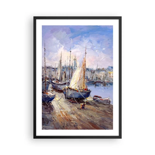 Plakat i sort ramme - By ved bugten - 50x70 cm