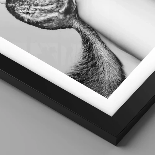 Plakat i sort ramme - Dame med en chinchilla - 100x70 cm