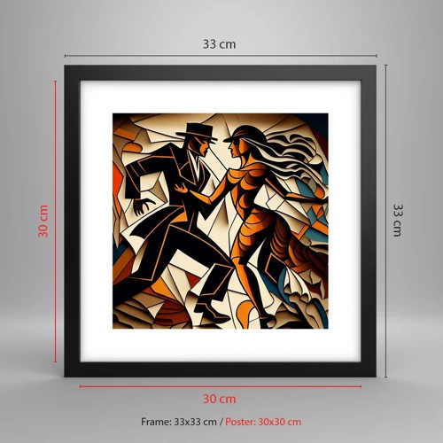 Plakat i sort ramme - Dans af lidenskab og passion - 30x30 cm