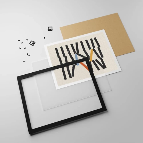 Plakat i sort ramme - Dominoer - komposition - 70x50 cm