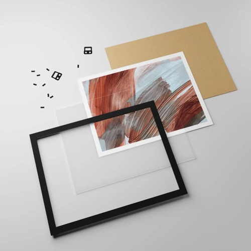Plakat i sort ramme - Efterårsagtig og blæsende abstraktion - 100x70 cm