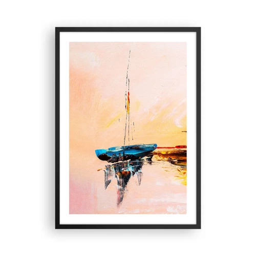 Plakat i sort ramme - En aften i havnen - 50x70 cm