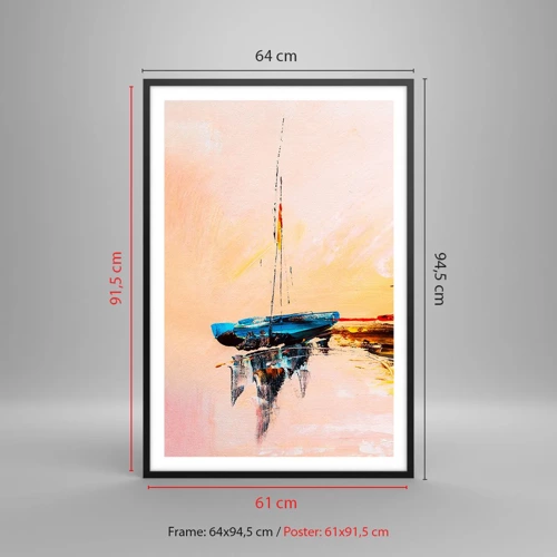 Plakat i sort ramme - En aften i havnen - 61x91 cm