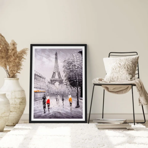 Plakat i sort ramme - En parisisk spadseretur - 50x70 cm