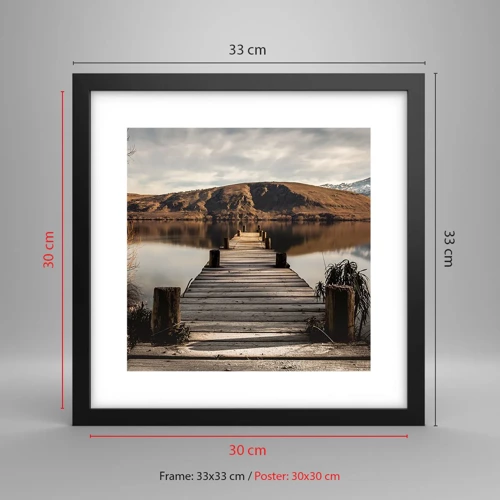 Plakat i sort ramme - Et landskab i stilhed - 30x30 cm