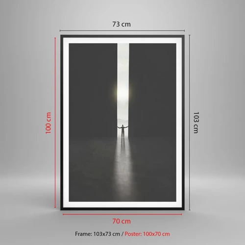 Plakat i sort ramme - Et skridt mod en lys fremtid - 70x100 cm