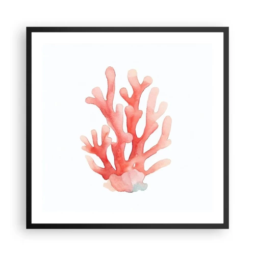 Plakat i sort ramme - Farven koral - 60x60 cm