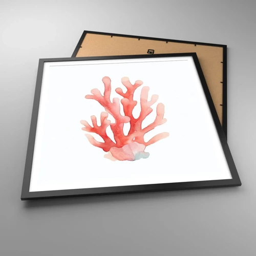 Plakat i sort ramme - Farven koral - 60x60 cm