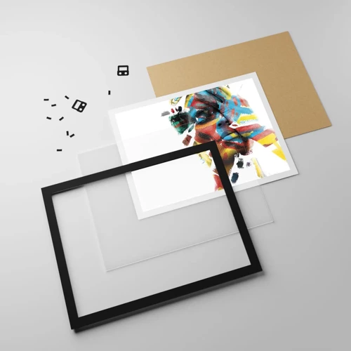 Plakat i sort ramme - Farverig personlighed - 70x50 cm