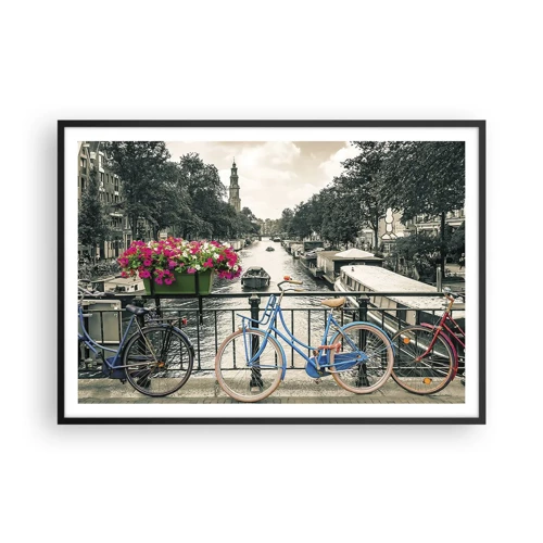 Plakat i sort ramme - Farverne i Amsterdams gader - 100x70 cm