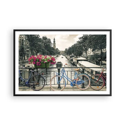 Plakat i sort ramme - Farverne i Amsterdams gader - 91x61 cm