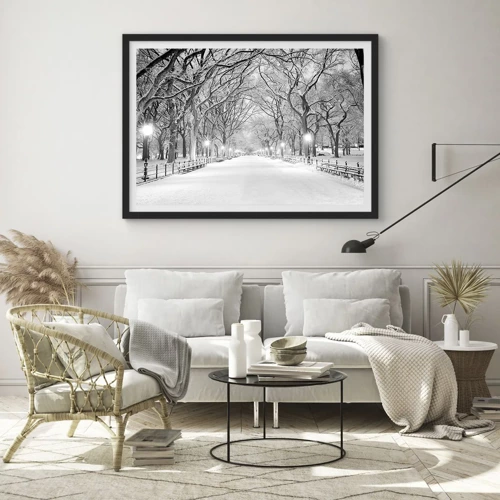 Plakat i sort ramme - Fire årstider - vinter - 70x50 cm