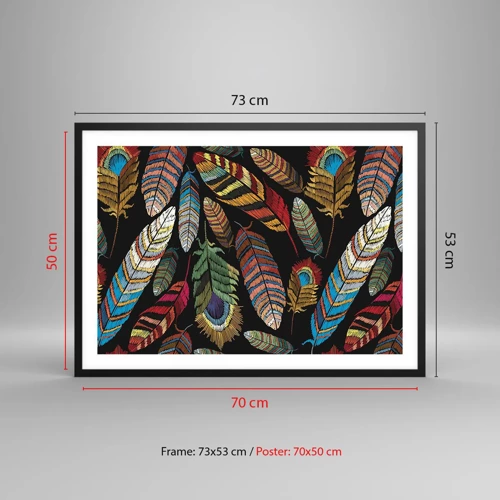 Plakat i sort ramme - Fuglekarneval - 70x50 cm