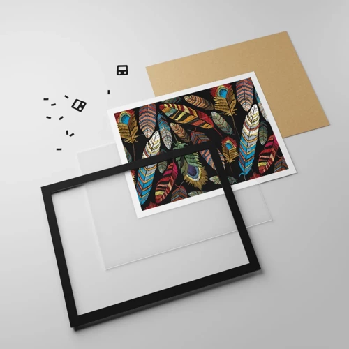 Plakat i sort ramme - Fuglekarneval - 70x50 cm
